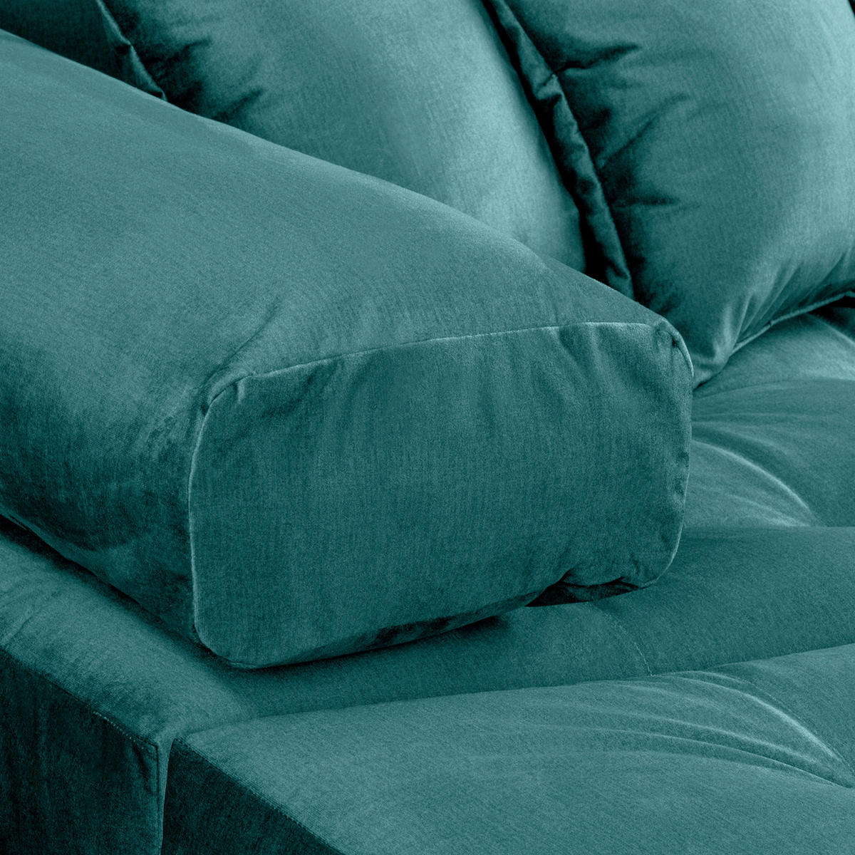 ECKSOFA Naomi in Velours Blau Rückenkissen  243/284 cm  - Blau/Schwarz, Design, Kunststoff/Textil (243/284cm) - P & B