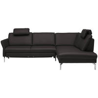 ECKSOFA in Echtleder Grau  284/220 cm  - Alufarben/Grau, KONVENTIONELL, Leder/Metall (284/220cm) - Beldomo Premium