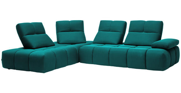 ECKSOFA in Struktur Türkis 233/313 cm - Türkis/Schwarz, Design, Kunststoff/Textil (233/313cm) - Emilio Belluti