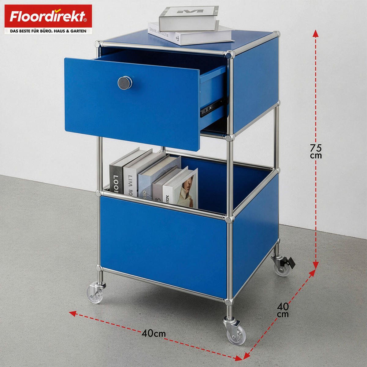 STANDREGAL  40/75/40 cm Blau  - Blau, Basics, Metall (40/75/40cm) - Floordirekt