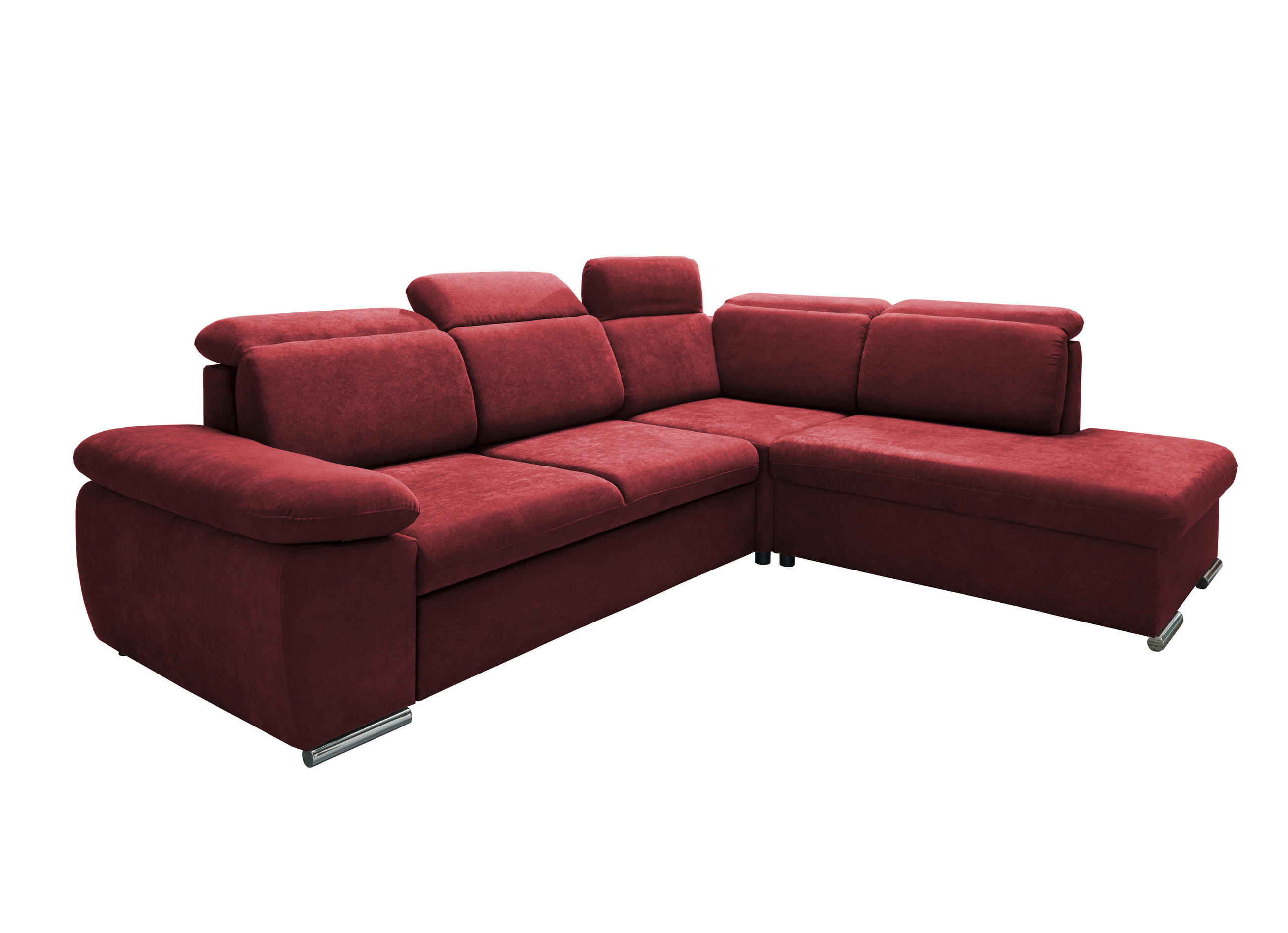 ECKSOFA in Mikrofaser Bordeaux  - Chromfarben/Bordeaux, Design, Textil/Metall (283/228cm) - Livetastic