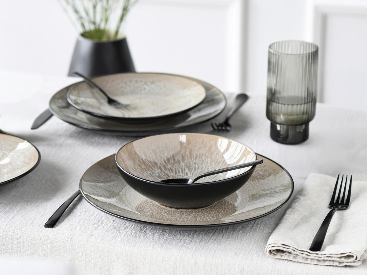 SERVIS Malmö beige 18 delar  - beige/svart, Basics, keramik - Creatable