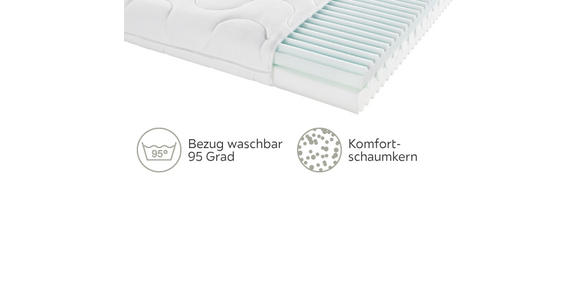 KOMFORTSCHAUMMATRATZE 90/190 cm Höhe ca. 14 cm - Weiß, Basics, Textil (90/190cm) - Sleeptex