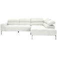 ECKSOFA Weiß Flachgewebe  - Chromfarben/Weiß, KONVENTIONELL, Textil/Metall (282/224cm) - Hom`in
