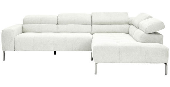 ECKSOFA Weiß Flachgewebe - Chromfarben/Weiß, KONVENTIONELL, Textil/Metall (282/224cm) - Hom`in