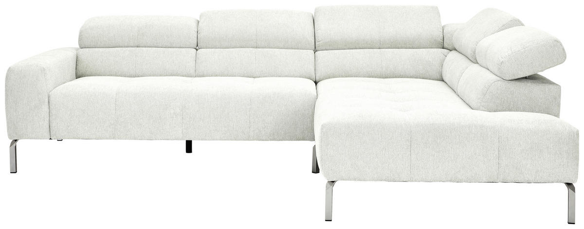 ECKSOFA Weiß Flachgewebe  - Chromfarben/Weiß, KONVENTIONELL, Textil/Metall (282/224cm) - Hom`in