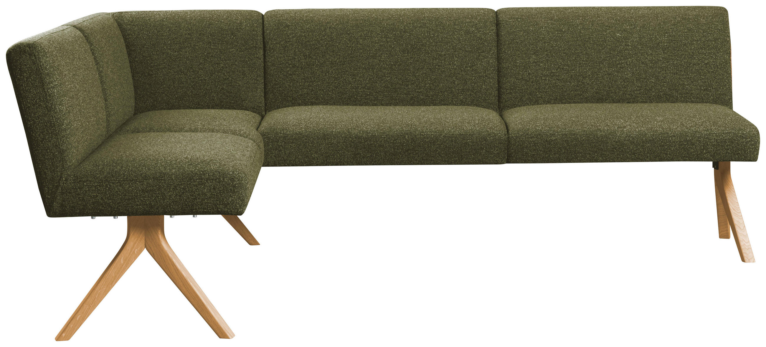 ECKBANK 172/238 cm Webstoff Grün Eiche vollmassiv   - Eichefarben/Grün, KONVENTIONELL, Holz/Textil (172/238cm) - Linea Natura