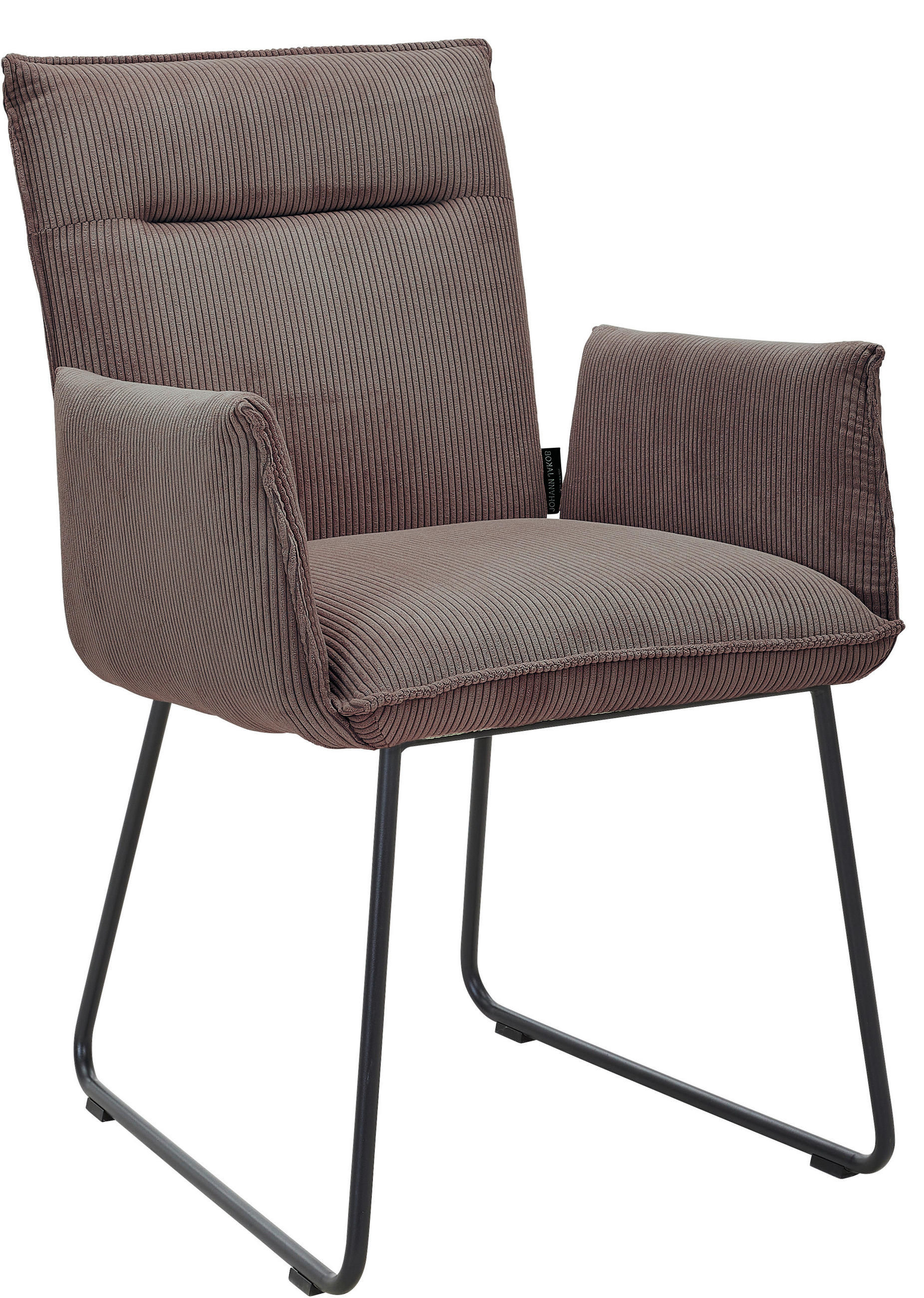 ARMLEHNSTUHL  in Eisen Feincord  - Taupe/Schwarz, Design, Textil/Metall (59/87/62cm) - Johann Jakob