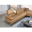 ECKSOFA in Echtleder Honig  - Schwarz/Honig, Design, Leder/Metall (325/157cm) - Dieter Knoll