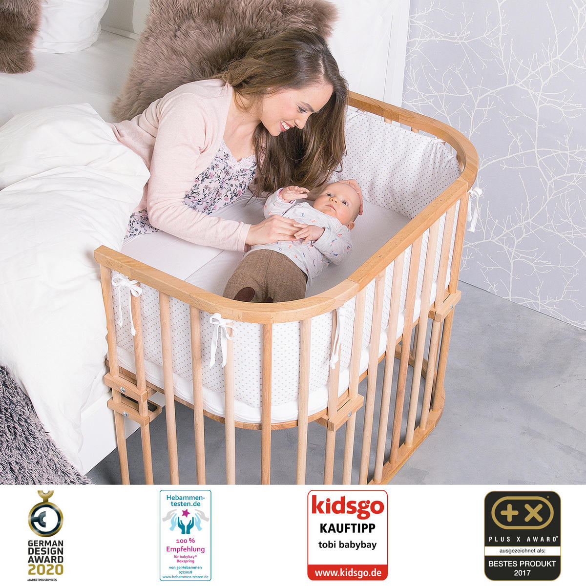 BEISTELLBETT  96/54/79 cm  - Kernbuche, Basics, Holz (96/54/79cm) - Babybay