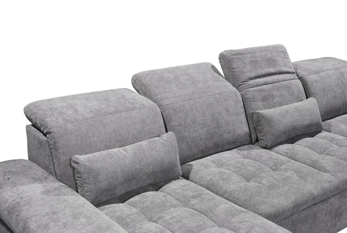 WOHNLANDSCHAFT Grau Mikrovelours  - Dunkelgrau/Silberfarben, KONVENTIONELL, Kunststoff/Textil (188/340/240cm) - MID.YOU