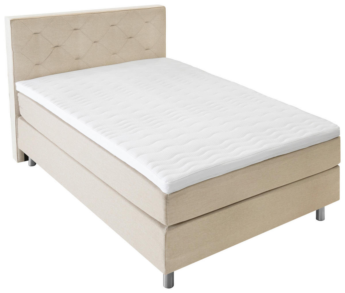 BOXSPRINGBETT 140/200 cm  in Beige  - Beige/Alufarben, Konventionell, Textil/Metall (140/200cm) - Welnova