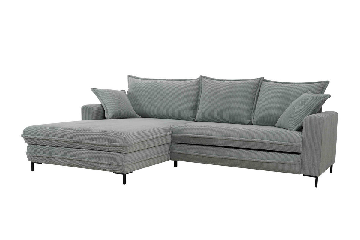 ECKSOFA  in Cord Grau  174/272 cm  - Schwarz/Grau, Design, Textil/Metall (174/272cm) - MID.YOU