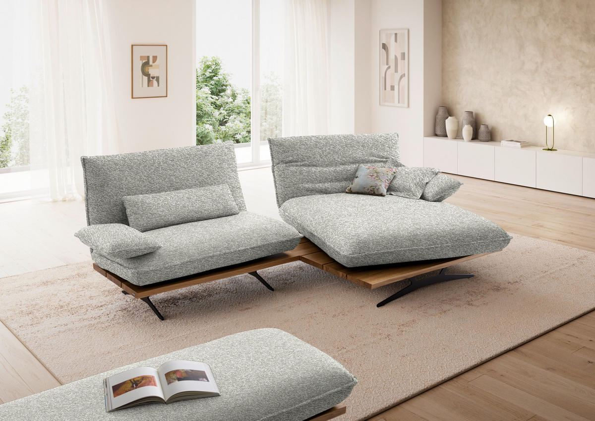 ECKSOFA Chenille, Flachgewebe Wildeiche, Ecru  - Wildeiche/Ecru, Design, Holz/Textil (284/161cm) - Koinor