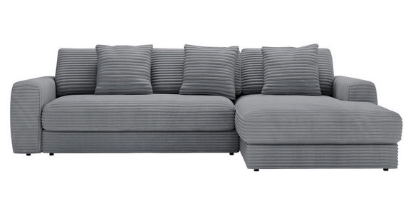 ECKSOFA in Cord Dunkelgrau  302/182 cm  - Dunkelgrau/Schwarz, MODERN, Kunststoff/Textil (302/182cm) - Carryhome