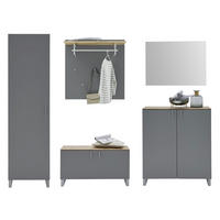 GARDEROBE 5-teilig  in 260/192/36 cm  - Eichefarben/Grau, Design, Holz/Holzwerkstoff (260/192/36cm) - Dieter Knoll