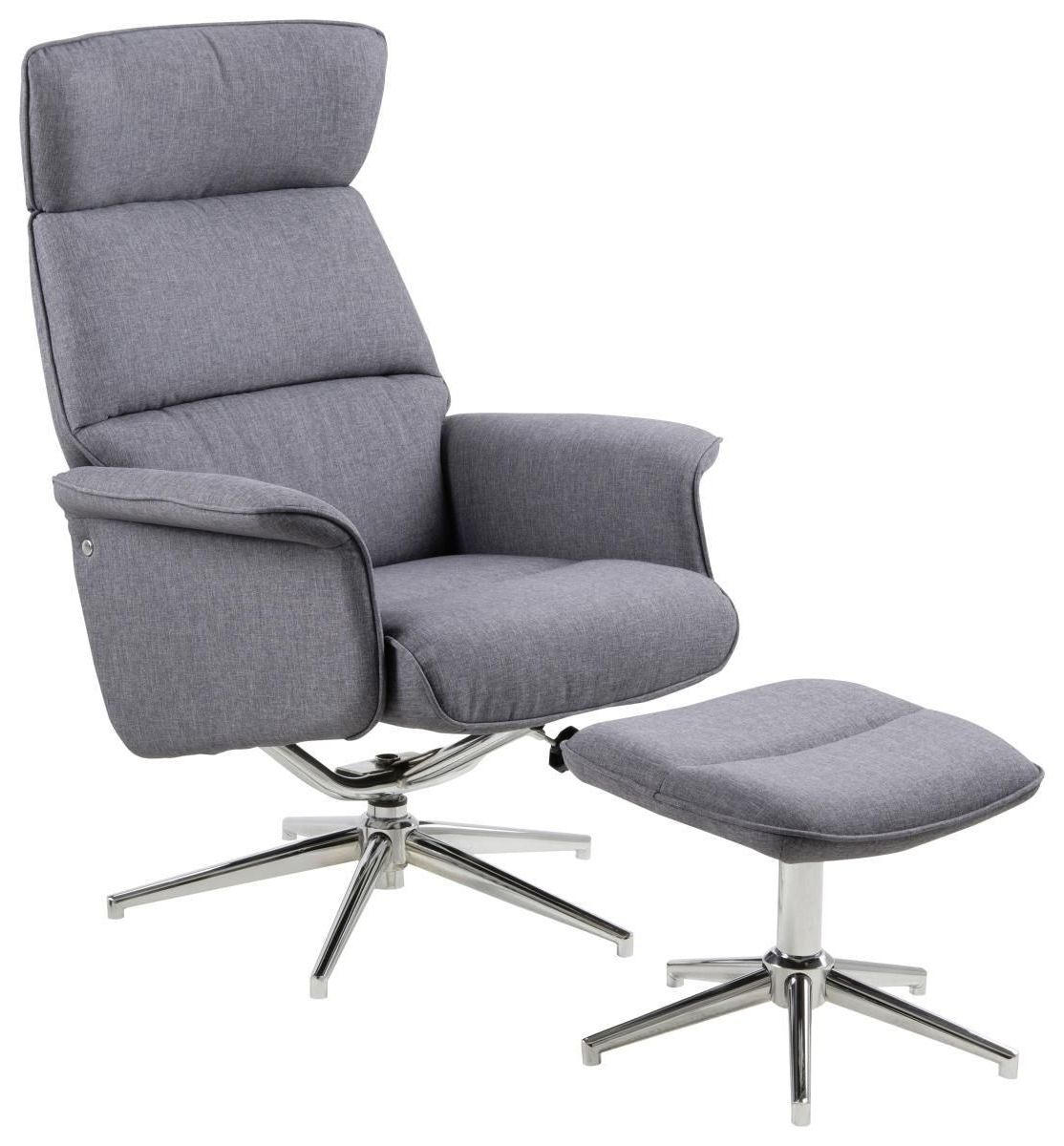 SESSELSET Flachgewebe Relaxfunktion    - Chromfarben/Dunkelgrau, Design, Textil/Metall (74/110/111cm) - Carryhome