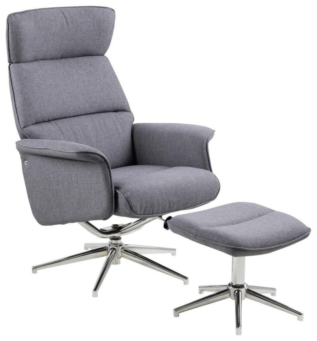 SESSELSET Flachgewebe Relaxfunktion    - Chromfarben/Dunkelgrau, Design, Textil/Metall (74/110/111cm) - Carryhome