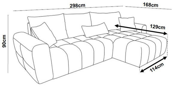 ECKSOFA in Velours Creme - Creme/Schwarz, KONVENTIONELL, Kunststoff/Textil (298/168cm) - Carryhome