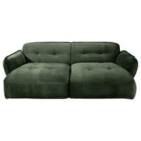 BIGSOFA in Chenille Dunkelgrün  - Dunkelgrün/Schwarz, Modern, Kunststoff/Textil (285/87/184cm) - Trendmanufaktur