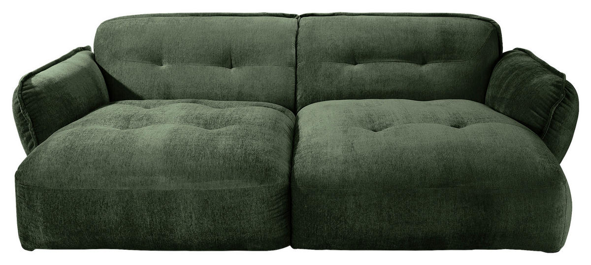 BIGSOFA in Chenille Dunkelgrün  - Dunkelgrün/Schwarz, Modern, Kunststoff/Textil (285/87/184cm) - Trendmanufaktur