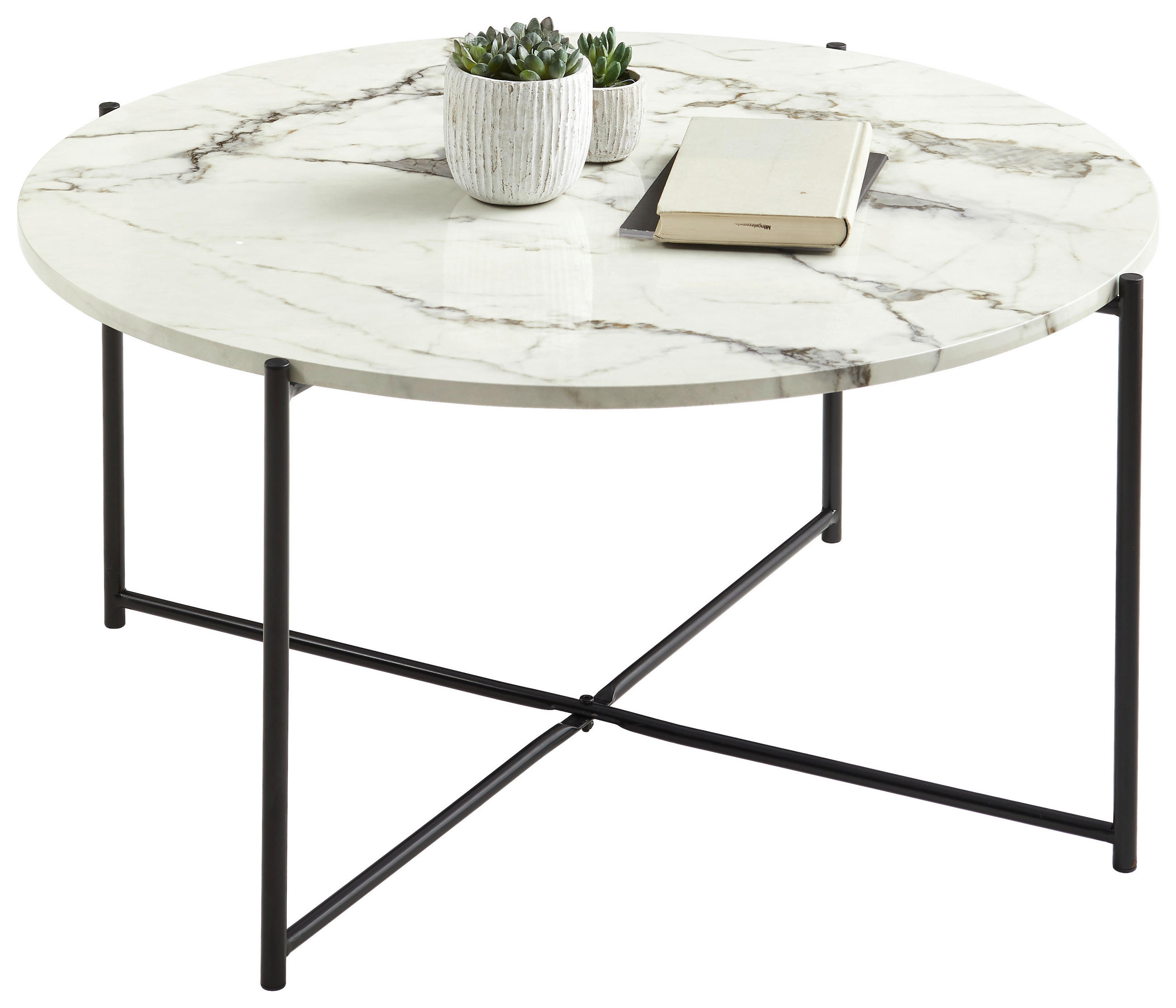 Couchtisch Rund Marmor-optik Mireglia, Schwarz/weiß