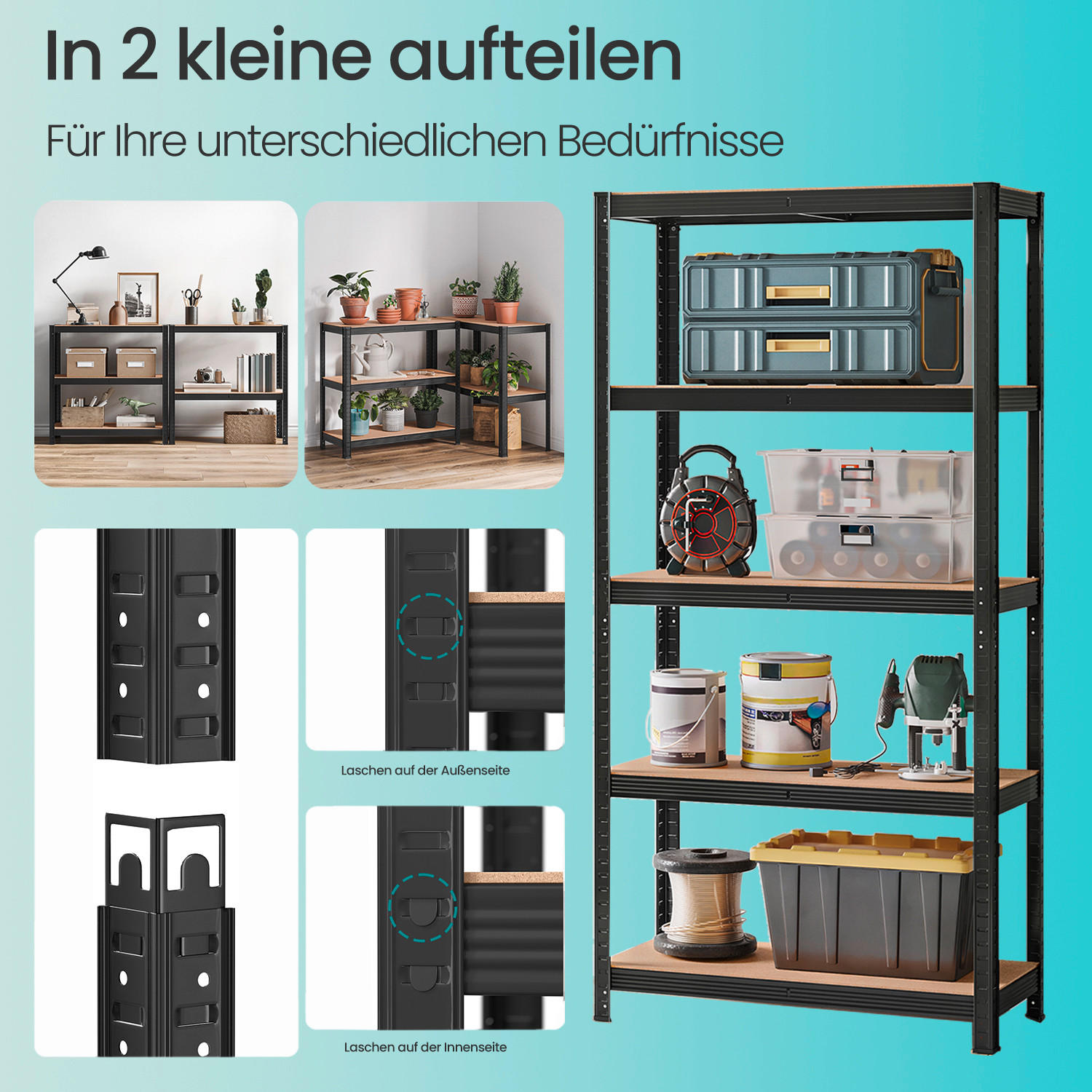 SCHWERLASTREGAL 90/180/40 cm  - Schwarz, Basics, Holzwerkstoff/Metall (90/180/40cm)
