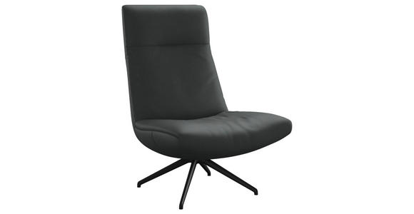 SESSEL in Echtleder Grau - Schwarz/Grau, MODERN, Leder/Metall (74/105/92cm) - Johann Jakob