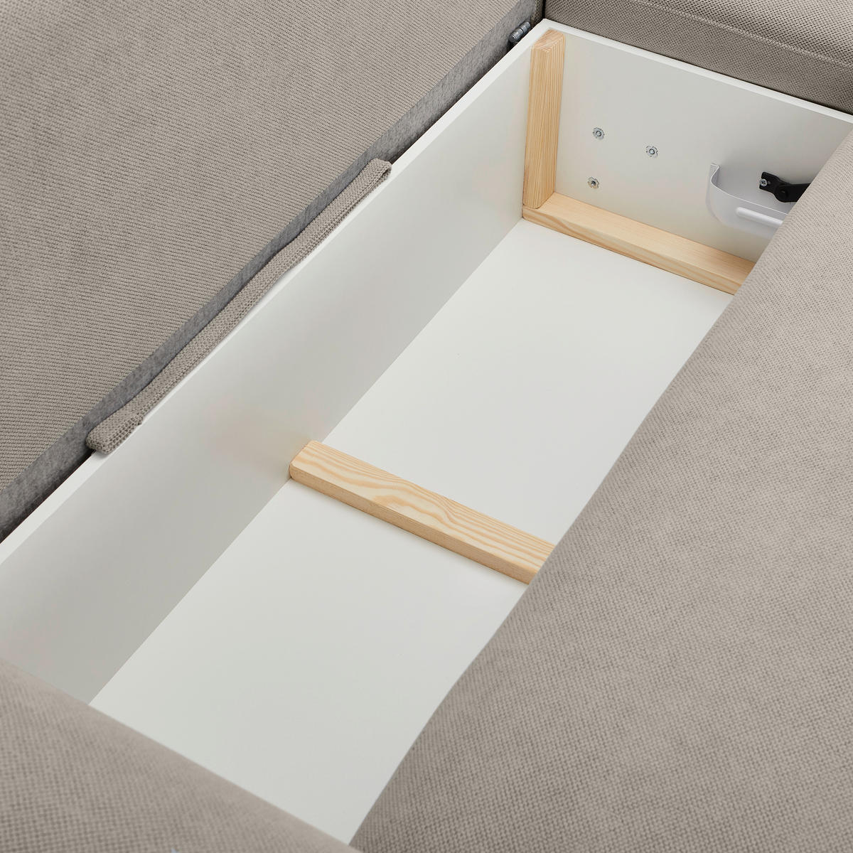 ECKSOFA in Webstoff Beige  - Beige/Schwarz, Modern, Kunststoff/Textil (265/175cm) - MID.YOU