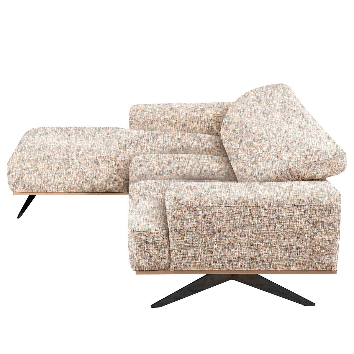 ECKSOFA PORTLAND in Struktur Blau, Gelb, Rot, Weiß Kopfteilverstellung  187/295 cm  - Blau/Gelb, Design, Holz/Textil (187/295cm) - Livetastic