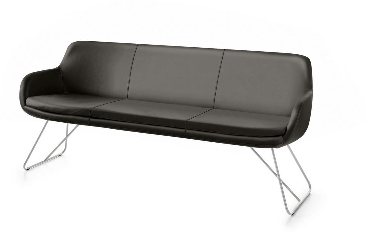 SITZBANK 180/87/65 cm Echtleder Dunkelbraun Metall  - Edelstahlfarben/Dunkelbraun, Design, Leder/Metall (180/87/65cm) - Musterring