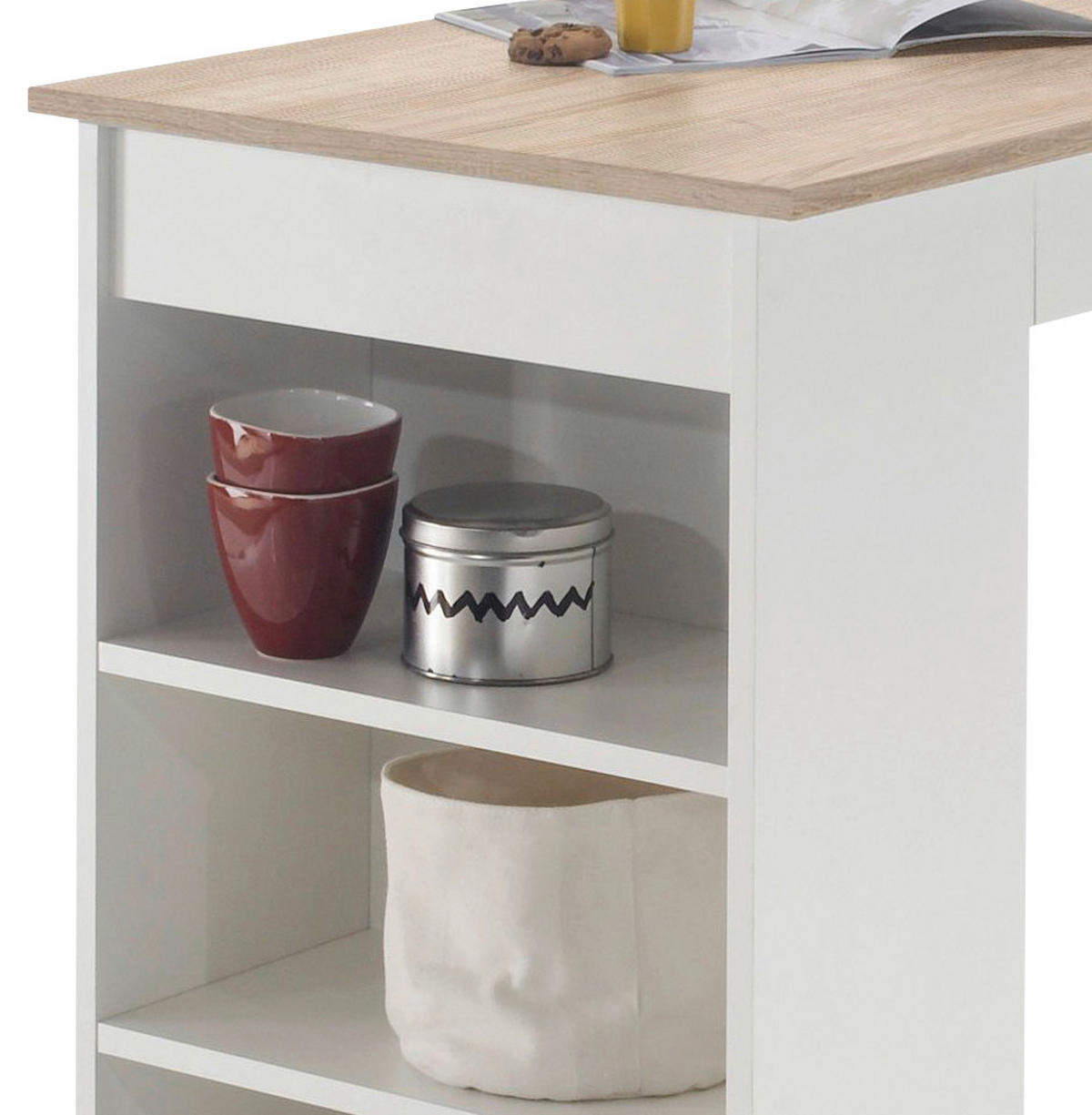 MASĂ DE BAR din material pe bază de lemn 115/50/103 cm   - alb/culoare lemn stejar, Design, material pe bază de lemn (115/50/103cm) - Carryhome