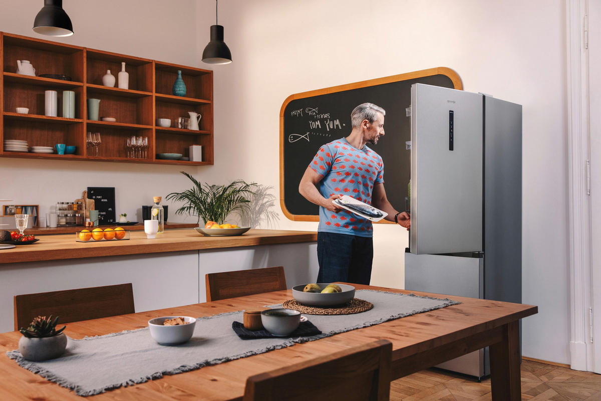 KÜHL-GEFRIER-KOMBINATION 59,5/186/59 cm NRK619CAXL4  - Edelstahlfarben, Basics, Metall (59,5/186/59cm) - Gorenje