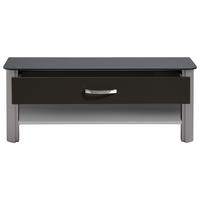 GARDEROBENBANK  in 117/46/34 cm  - Chromfarben/Schwarz, Design, Glas/Metall (117/46/34cm) - Moderano