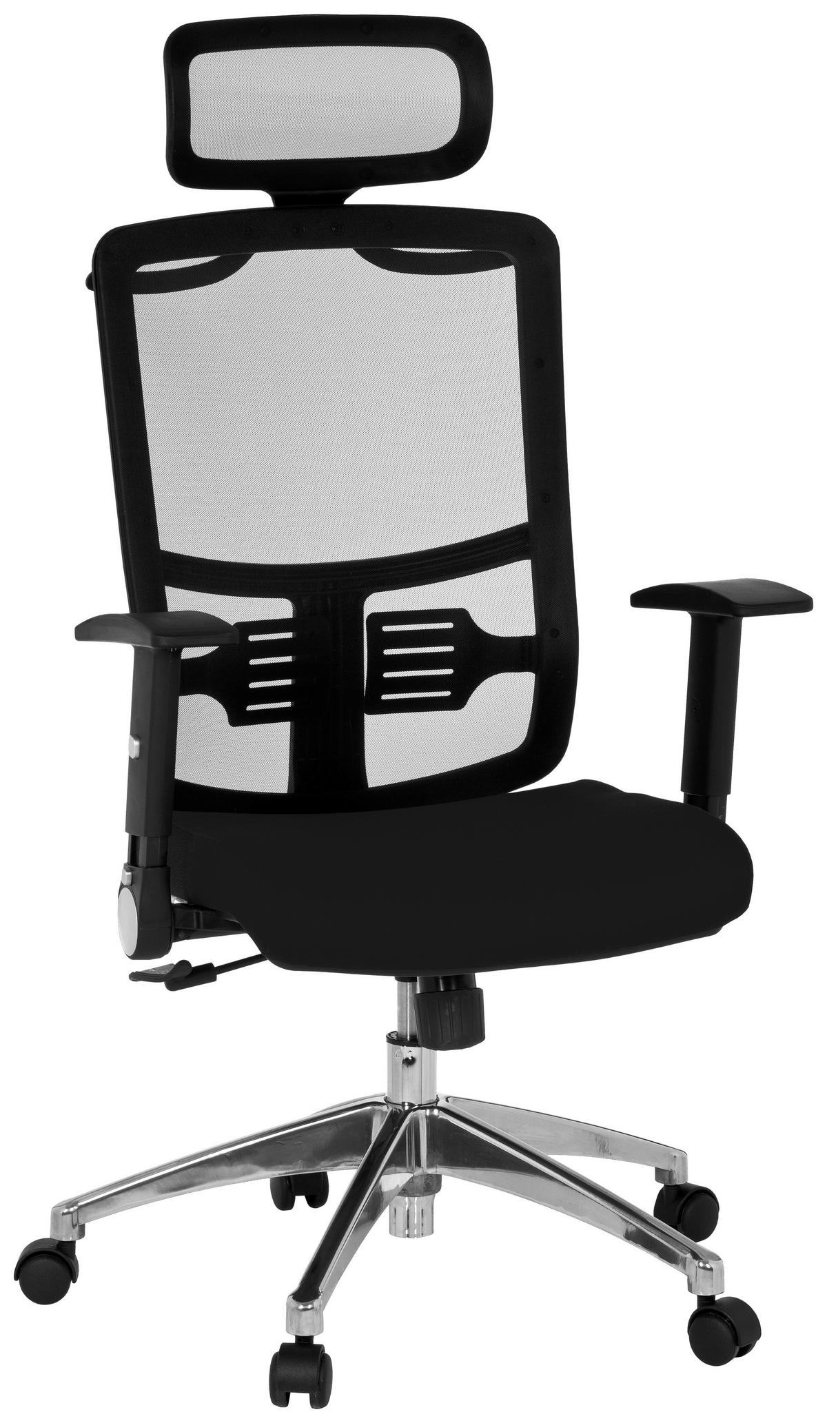 OTOČNÁ ŽIDLE, síťovina, plochá tkanina, černá - černá/barvy hliníku, Moderní, kov/textil (56/112/46cm) - MID.YOU