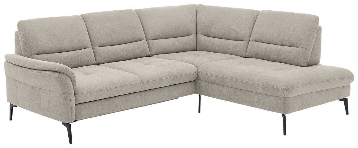 ECKSOFA in Webstoff Beige  - Beige/Schwarz, Design, Textil/Metall (256/206cm) - Beldomo System