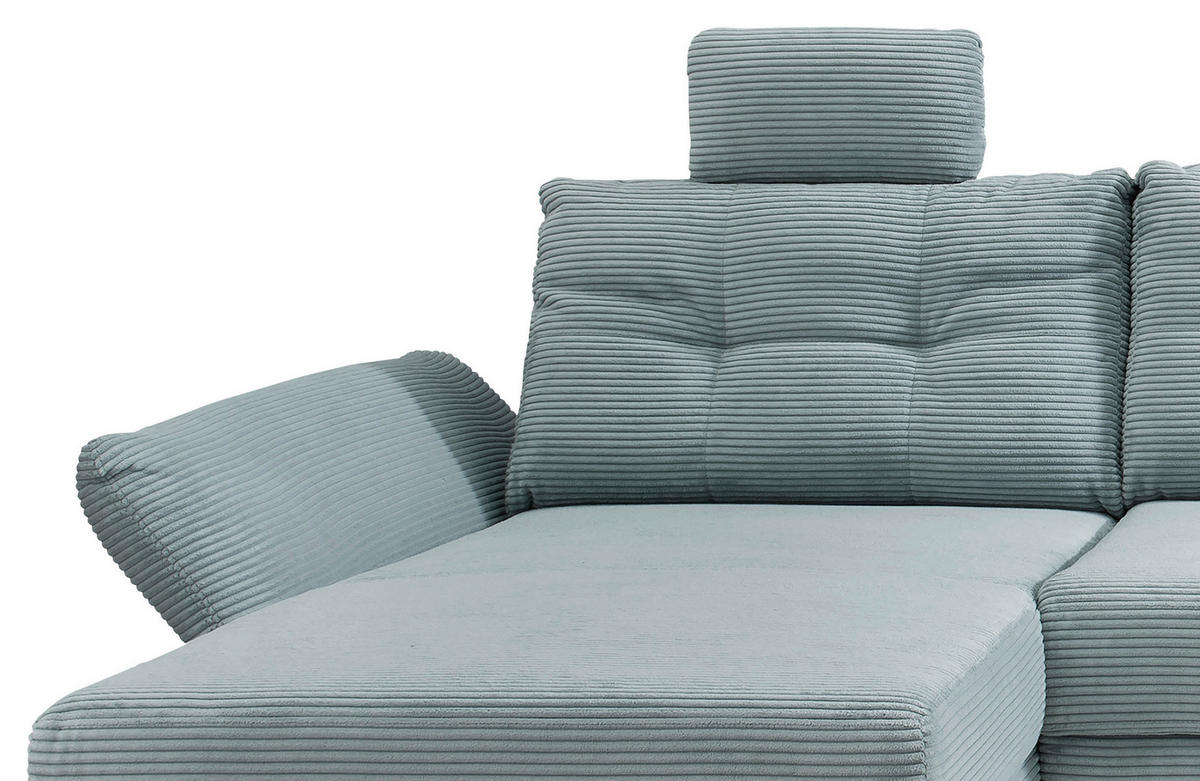 WOHNLANDSCHAFT in Cord Hellblau  - Naturfarben/Hellblau, Modern, Holz/Textil (176/338-352/206cm) - Livetastic