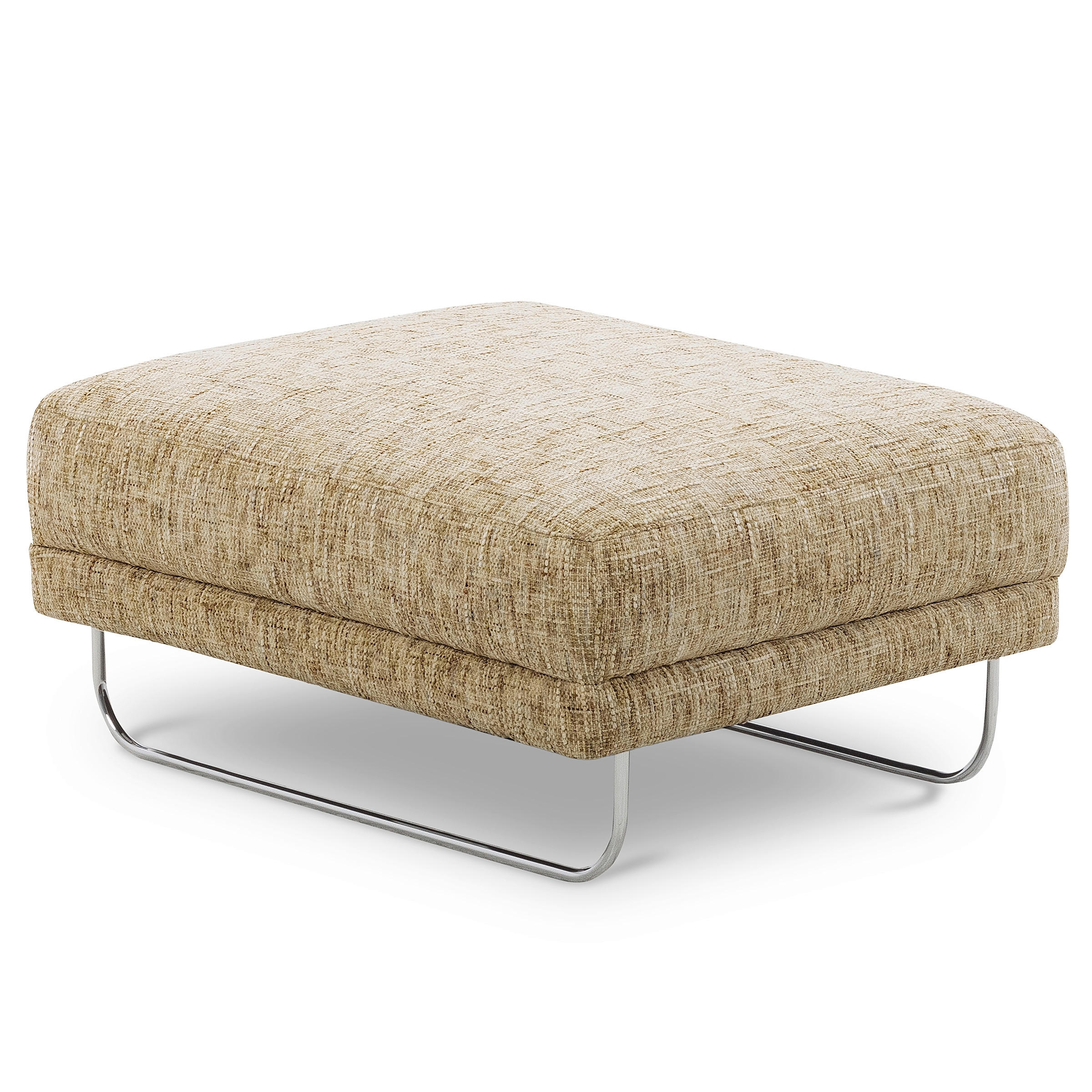 HOCKER in Textil Hellbraun  - Chromfarben/Hellbraun, Design, Textil/Metall (96/45/80cm) - Livetastic