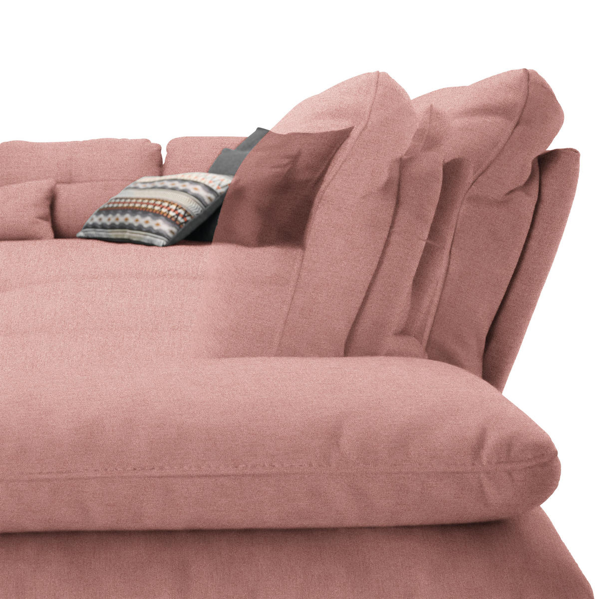 ECKSOFA in Flachgewebe Altrosa  - Schwarz/Altrosa, Design, Textil/Metall (271/344cm) - Chilliano