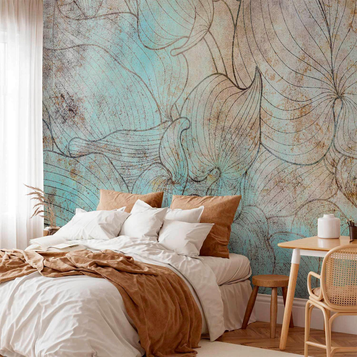 FOTOTAPETE  - Pastellblau/Kupferfarben, LIFESTYLE, Textil (400/280cm) - artgeist