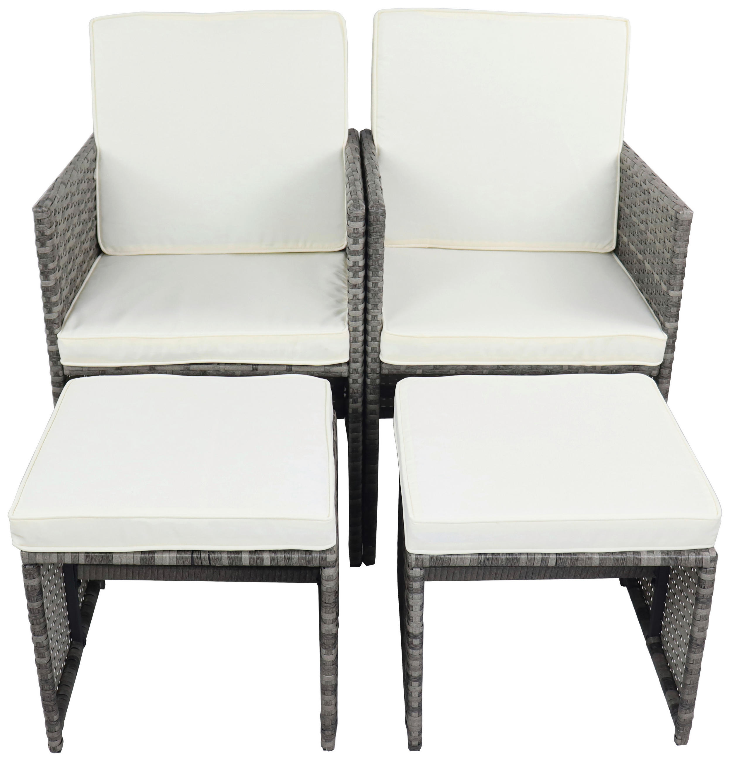 GARTENSESSEL-SET Stahl Grau  - Weiß/Grau, MODERN, Kunststoff/Textil (53/84/53cm) - Ambia Garden