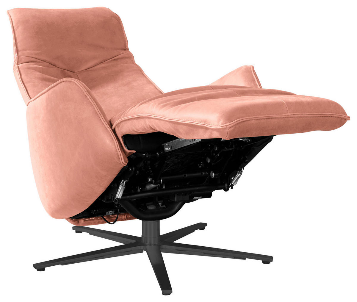 RELAXSESSEL in Leder Koralle  - Koralle/Anthrazit, Design, Leder/Metall (71/114/84cm) - Johann Jakob