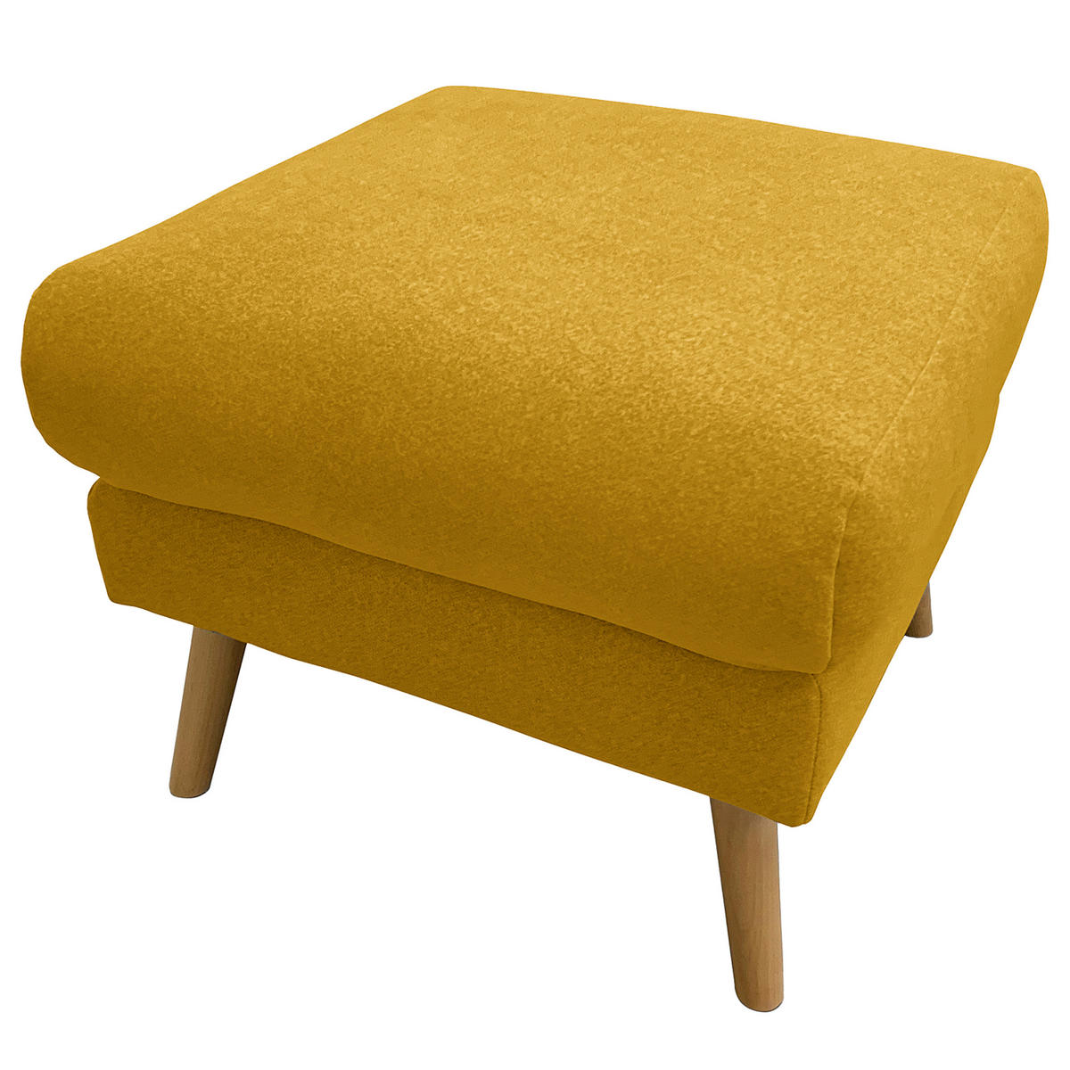 HOCKER in Textil Gelb  - Gelb/Buchefarben, Design, Holz/Textil (61/49/65cm) - Livetastic