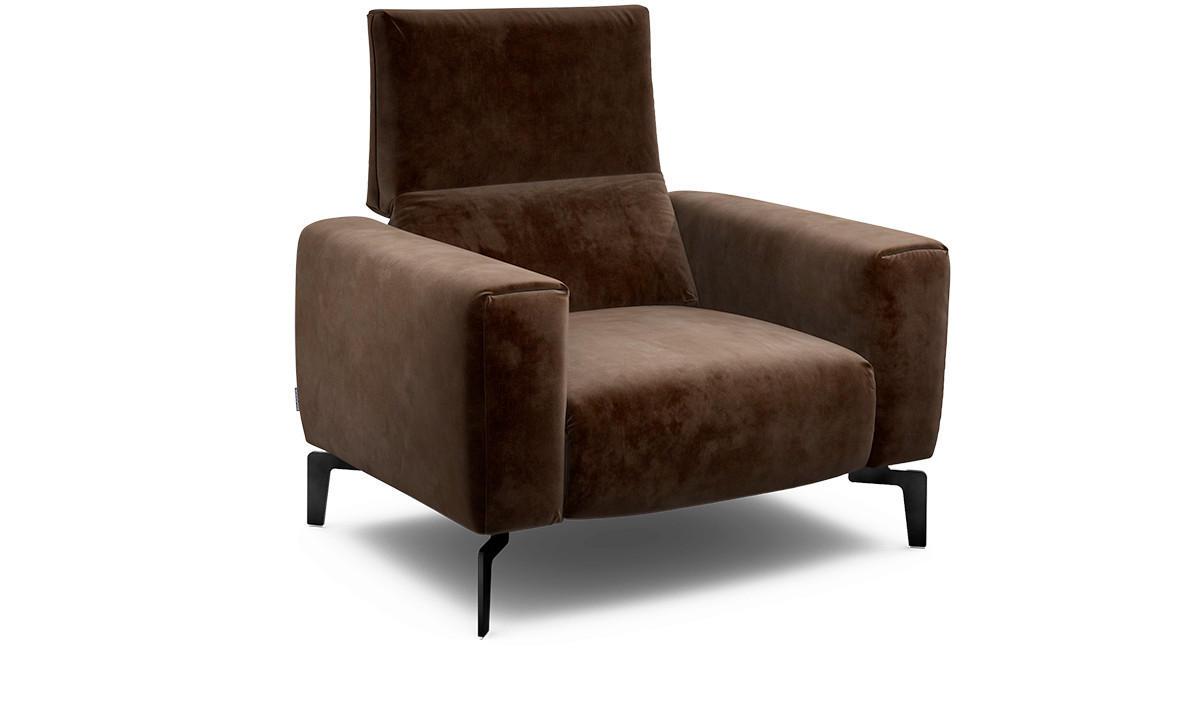 SESSEL Samt Braun    - Schwarz/Braun, Design, Textil/Metall (110/85/86-94cm) - SENSOO