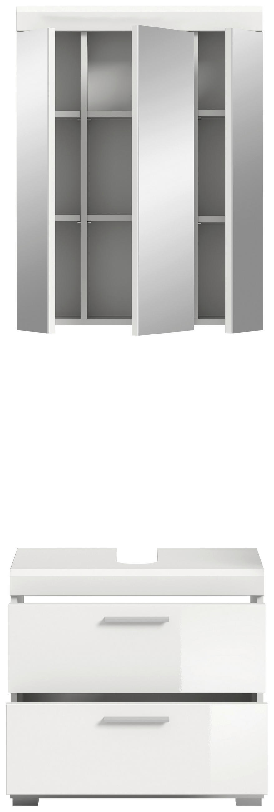 BADEZIMMER 2-teilig  in 60 cm  - Weiss Hochglanz/Weiss, Modern, Holzwerkstoff/Kunststoff (60cm) - MID.YOU