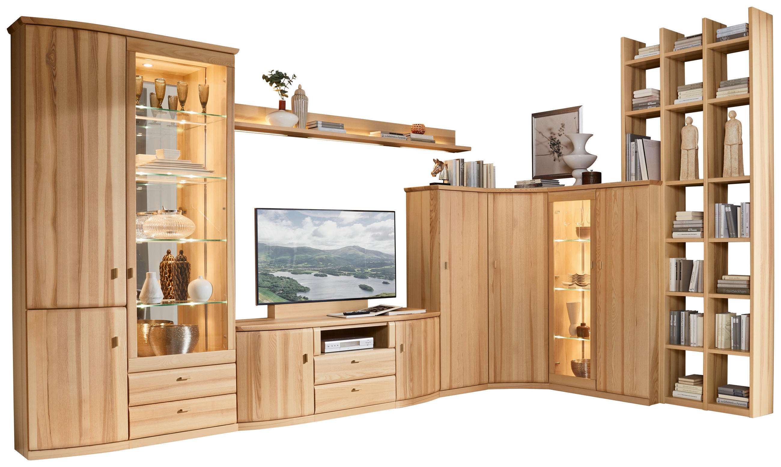 ANBAUWAND  in Eschefarben   - Eschefarben/Alufarben, KONVENTIONELL, Glas/Holz - Invivus