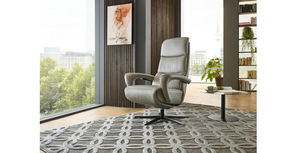 RELAXSESSEL in Leder Greige  - Greige/Schwarz, Design, Leder/Metall (76/110/86cm) - Dieter Knoll