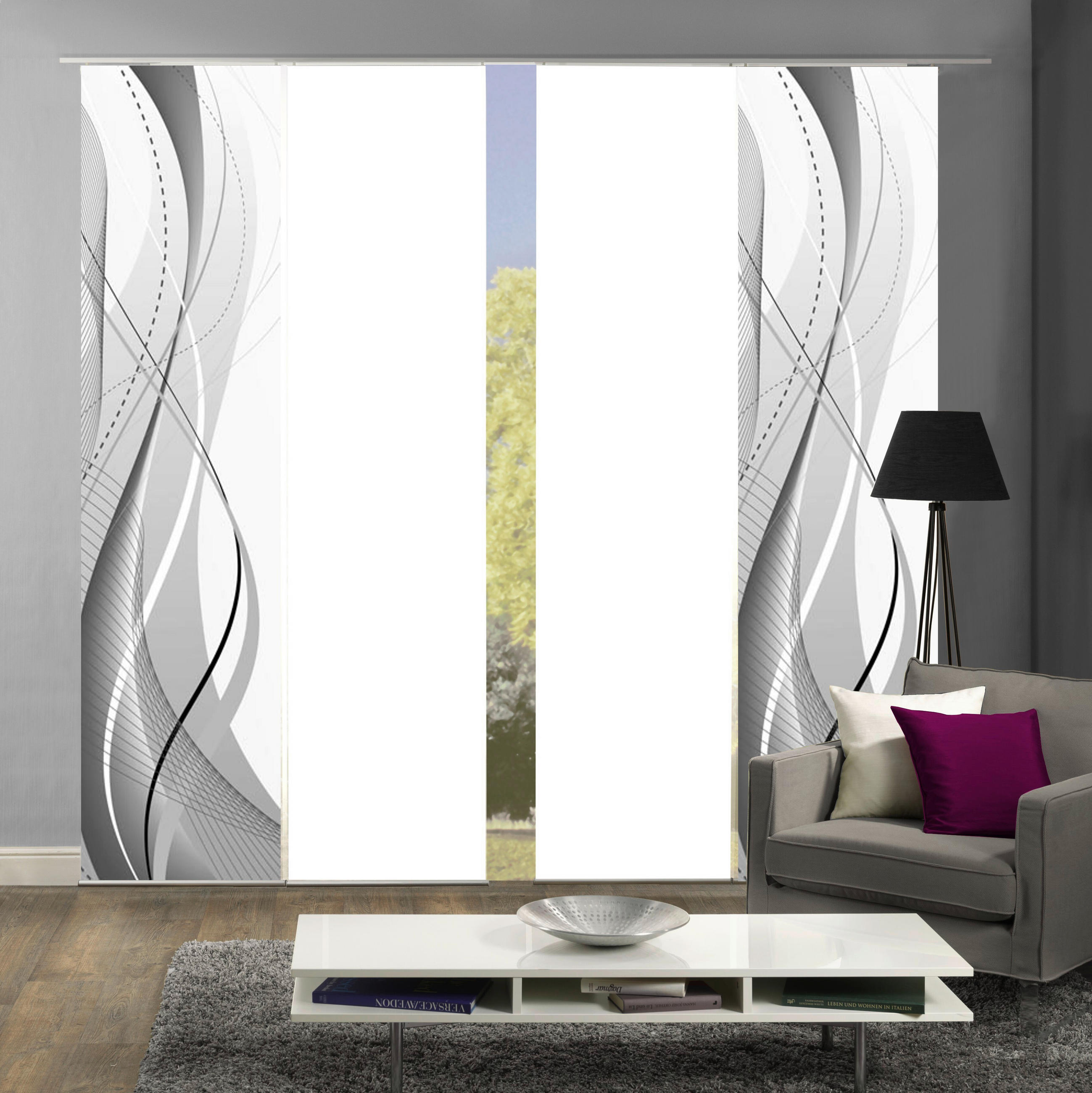 PANELOVÝ ZÁVĚS, 4x60/245 cm - šedá, Design, textil (4x60/245cm)