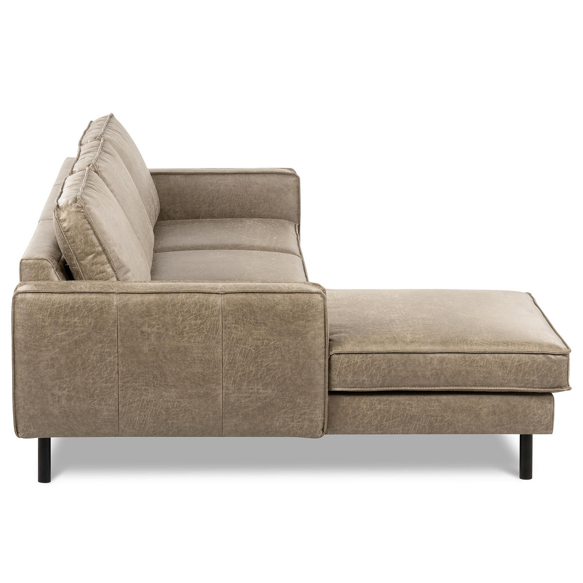 ECKSOFA Hellgrau Echtleder Lederlook Rücken echt  - Hellgrau, Design, Leder/Textil (166/238cm) - Livetastic