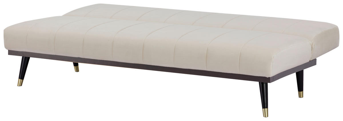 SCHLAFSOFA  in Velours Creme  - Creme/Schwarz, MODERN, Holz/Textil (181/82/83cm) - MID.YOU